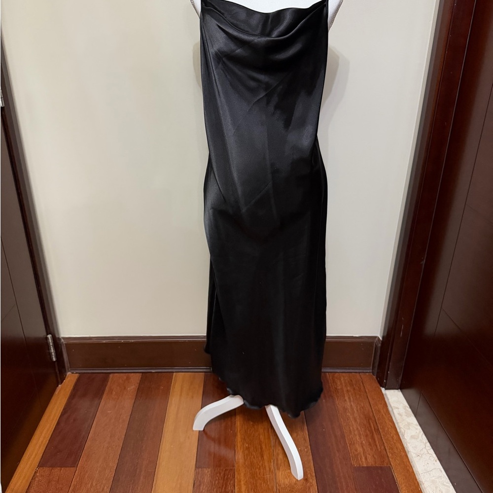 bebe Black Satin Cowl Neck Midi Dress nwt - Picture 6 of 11